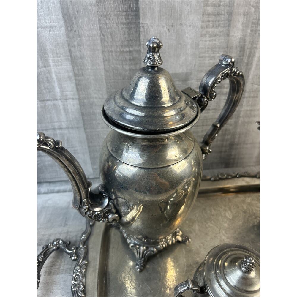 VTG Oneida USA Silver Plate 5-piece Coffee/Tea Service Set with Tray - Picture 2 of 14